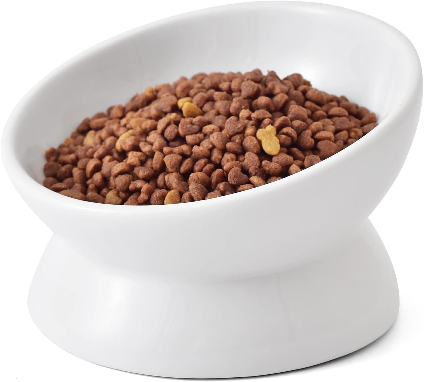 AooLen Cat Bowls Elevated Tilted, Raised Cat Food Bowl, Basic Cat Food Dish, 5 Inch Ceramic Pet Food Bowl for Flat Faced Cats Indoor…