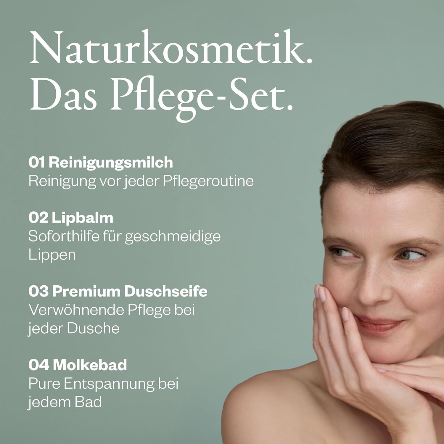 Pflege Set - pflegende Ziegenmilch Seife, Reinigungsmilch, Lipbalm & Molkebad für Gesicht & Körper - mit wertvoller Bio-Molke aus Stuten- & Ziegenmilch - zur intensiven Pflege