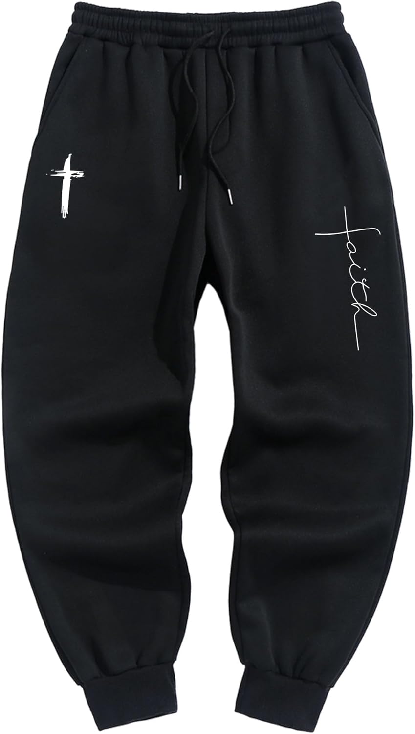 GYOVL Men’s Graphic Sweatpant Baggy Elastic Waist Drawstring Pants Gym Athletic Jogging