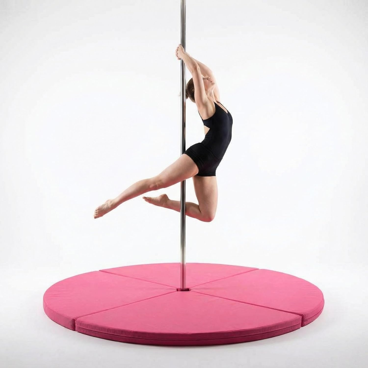 Round Pole Dance Mat, 3" Thick Foam Safety Crash Dance Mat with PU Cover for Home Gym,Easy to Carry and Clean, 59" w x 3" t