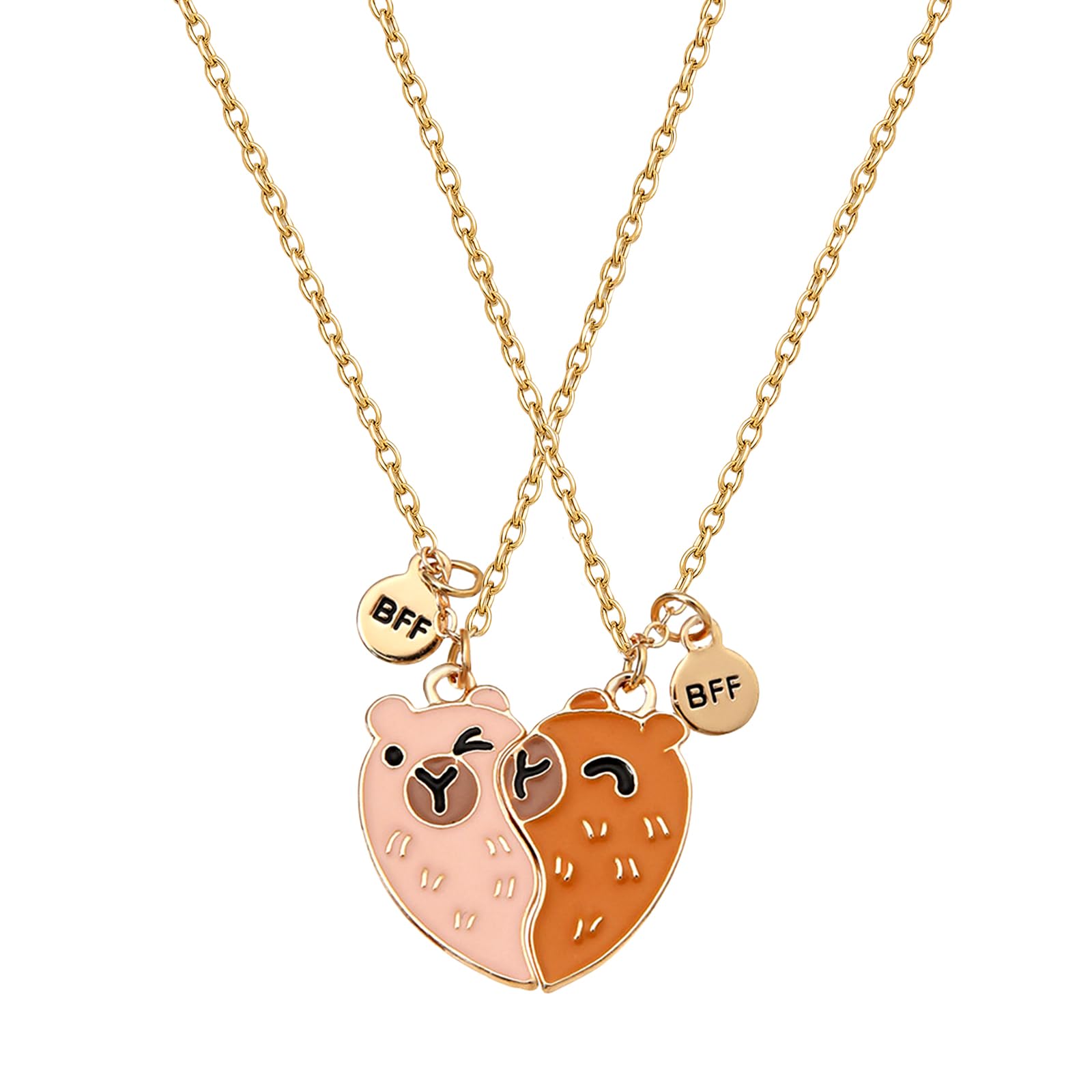 Bixorp Friends BFF Ketting voor 3 met Rosé Goud Hartje en Kristalletjes