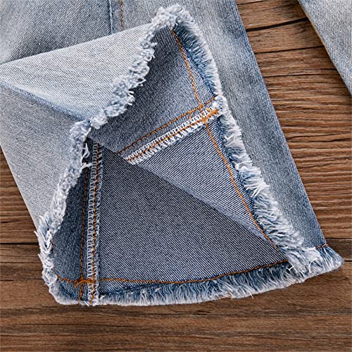 Calça jeans jeans de cintura alta com botões de emenda para meninas, roupas fofas, meninas (rosa, 6