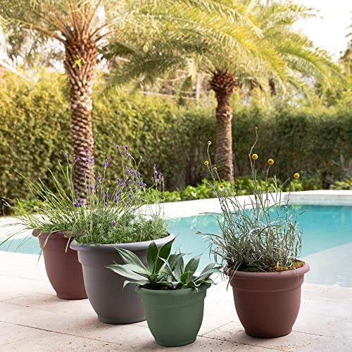 Fiskars 12 Inch Ariana Planter With Self-Watering Grid, Thyme Green (20-56412) #TOP5