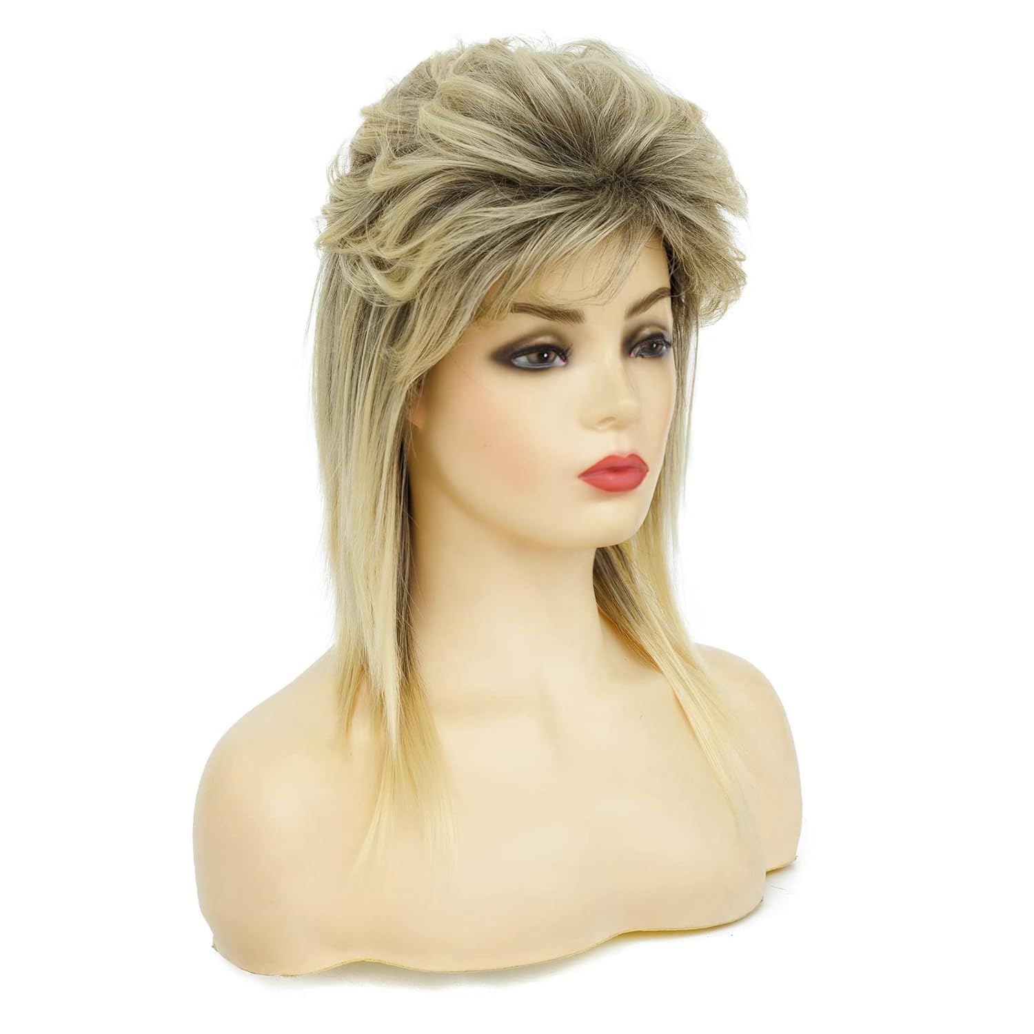 Siudus Blonde Mullet Wigs for Women 70s 80s Disco Synthetic Layered Shoulder Length Hair Funny Wigs for Daily Party Use - Image 3