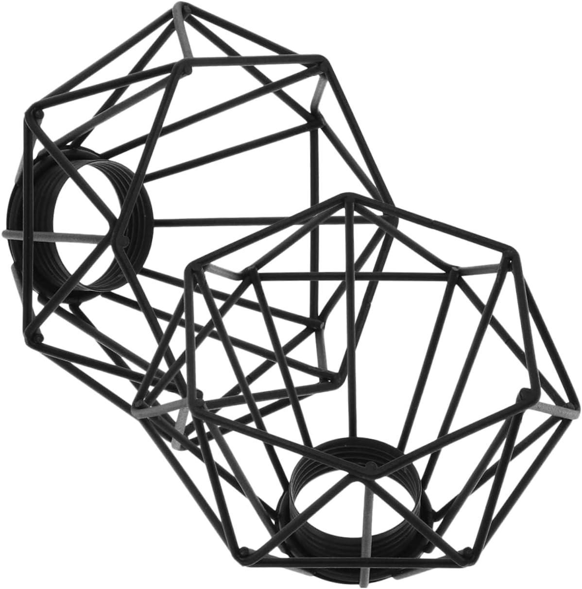 3sets Retro Ceiling Light Cover Vintage Hanging Light Fixture Metal Wire Diamond Shape Lampshade for Living Room 2pcs*3