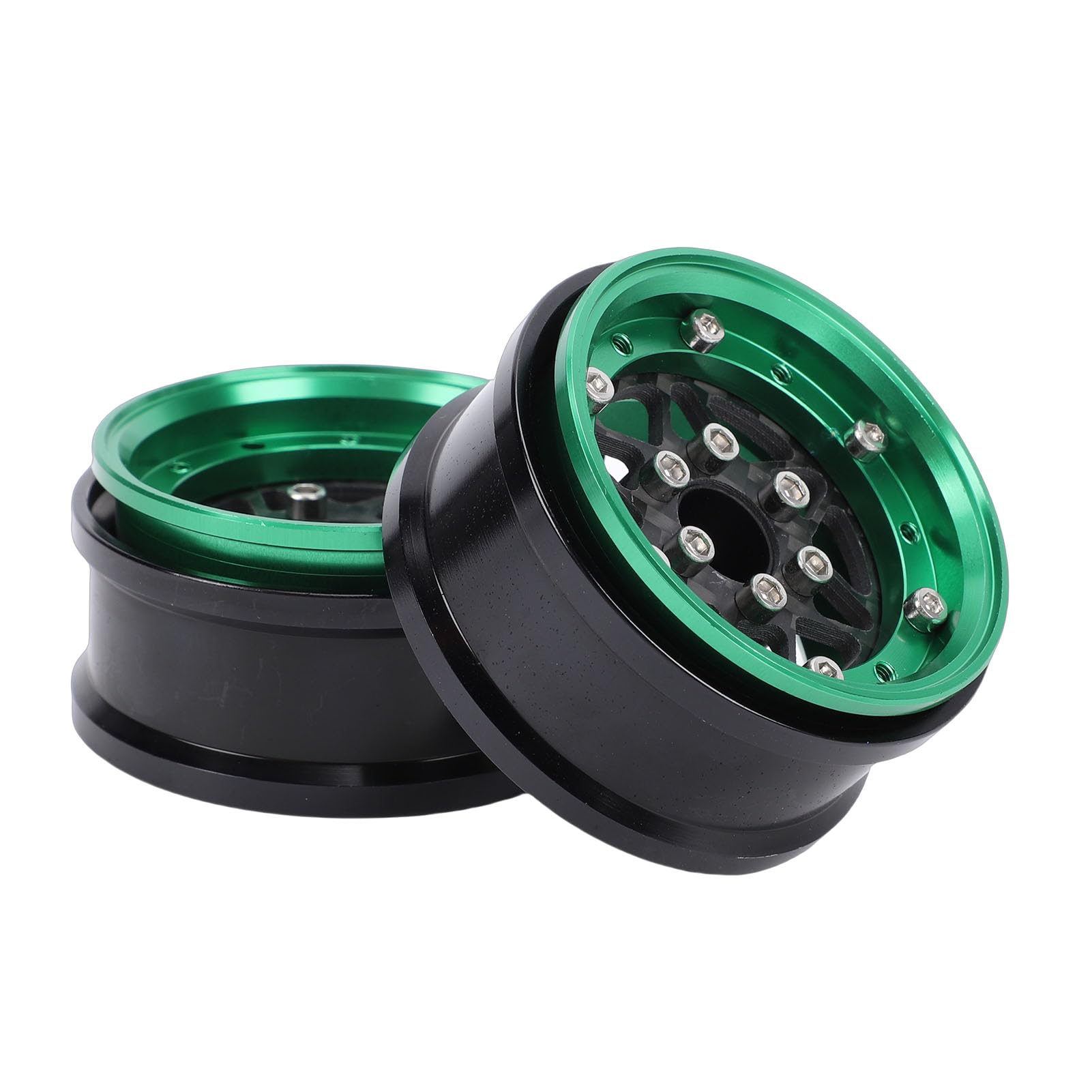 Cryfokt Set di Cerchi RC in Lega di Alluminio Ad Alta Resistenza da 1,9 Pollici Cerchio Leggero per Cingolato 1/10, 4 Pezzi per Axial SCX10, Wraith (GREEN)