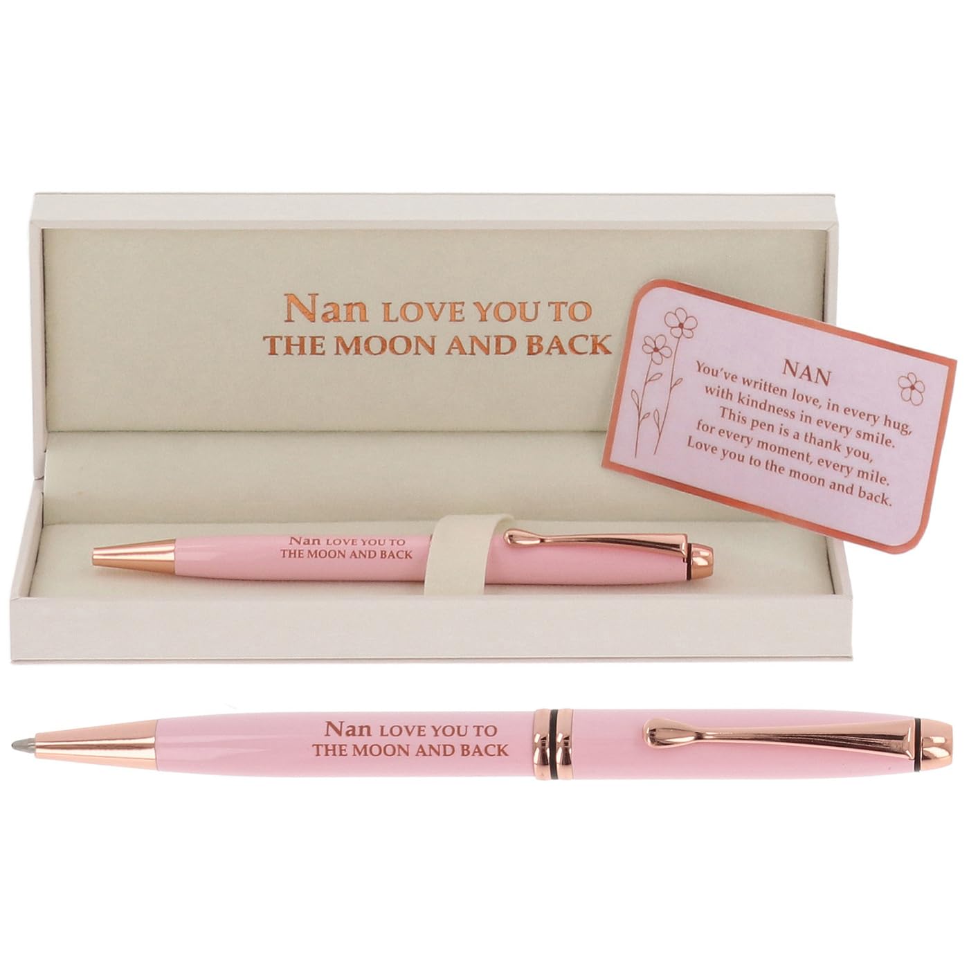 Bridgewater Pen Company Sentimental Ballpoint Pen, Luxury Refillable Ballpoint, Boxed with Message Card for family, Mum, Nan, Sister, Friends, Dad & Grandad (Nan Love You To The Moon & Back)
