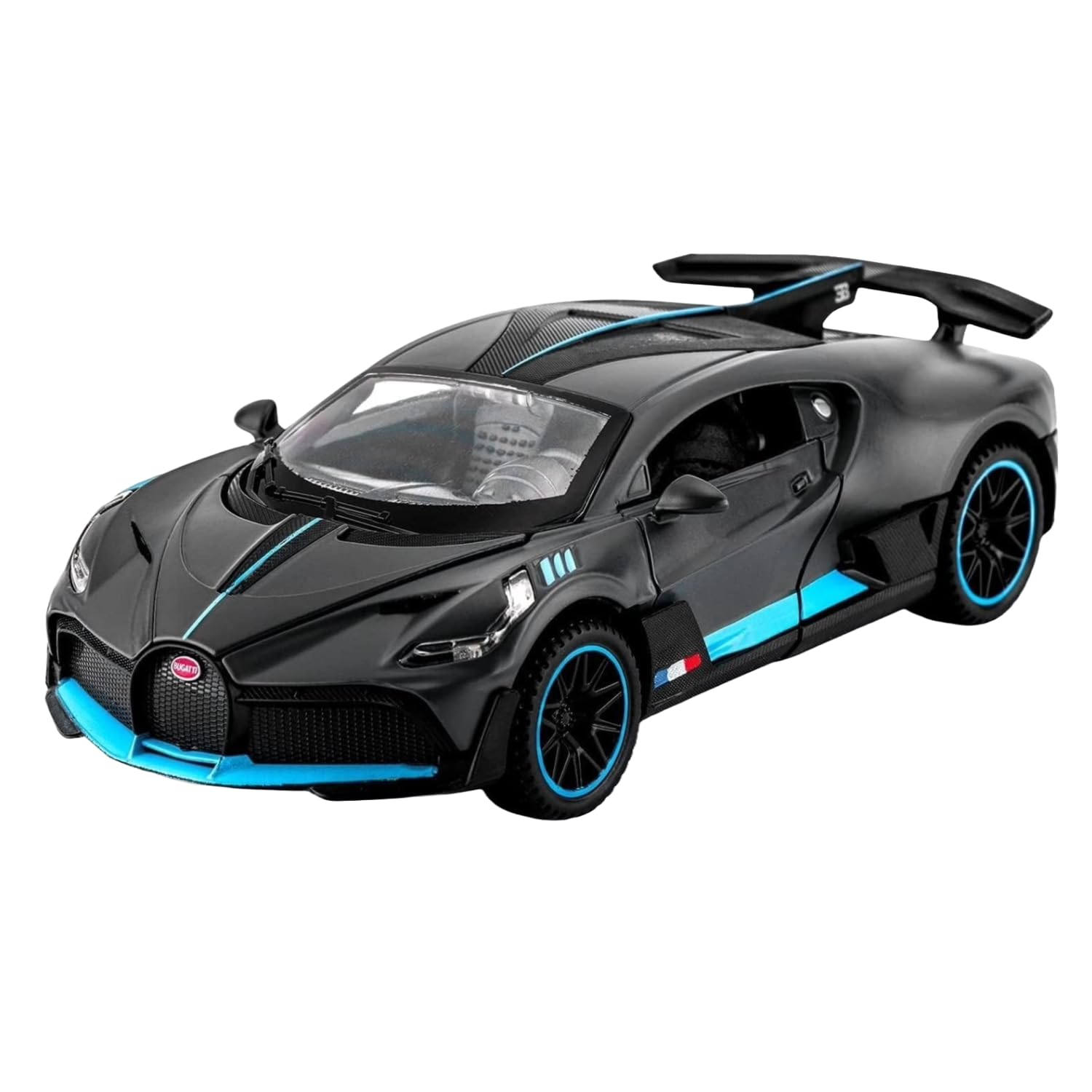 Bugatti Divo Diecast Metal Car Model: Pullback Toy Car With Openable Doors, Lights, And Music - Perfect Car Toy For Kids 5 Years 12, An Ideal Gift For Children And Adults, Black