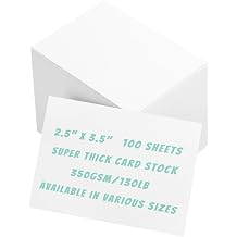 100 Sheets White Cardstock, 2.5"x3.5" 350gsm/130lb Heavy Weight Small Business Card Stock, Thick Cardstock Paper for Note Cards, Learning Cards, Gift Tags, DIY Cards UAP36BWH100