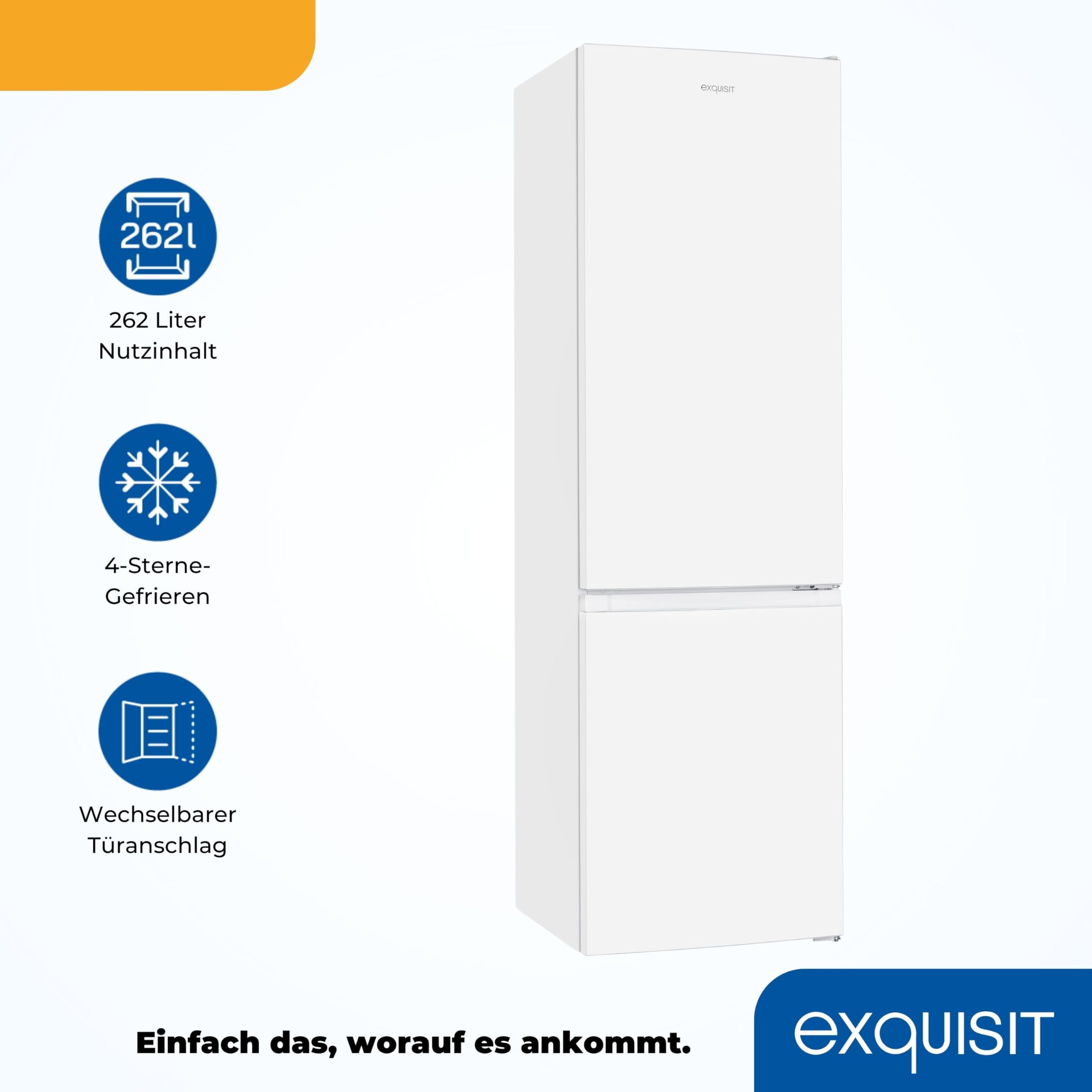Exquisit KGC265-70-040D Frigorífico Combi Libre Instalación 262L | Blanco 180,5×54,5×56 cm | Frigorífico Congelador de Bajo Consumo con Gran Capacidad | Tecnología Multi Air Flow