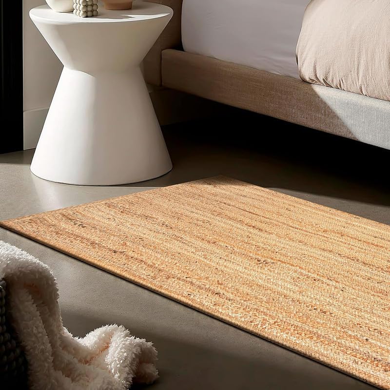Tappeto in iuta intrecciata, 6 x 1,2 m, beige, tessuto a mano, in fibra naturale, per camera da letto, corridoio e decorazione per la casa