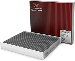 Toyota Boshoku Cabin Air Filter Replacement with Activated Carbon - Easy to Install PM2.5 Cabin Pollen Filter for Car Compartment Fits Toyota Hilux, Prius, RAV4, Corolla, Yaris and More (87139-YZZ34)