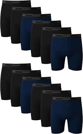 Hanes Men's Underwear Boxer Briefs Pack, Cool & Breathable Cotton Moisture-wicking