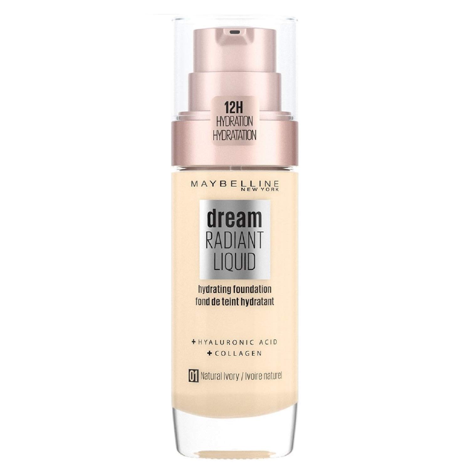 Maybelline New York Make Up, Dream Radiant Liquid Make-Up, Flüssige Foundation, Nr. 01 Natural Ivory, 30 ml