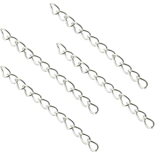 NX Garden Tail Extender Chain 100PCS Silver 50 x 4mm Chain Extension Tails for DIY Jewelry Making