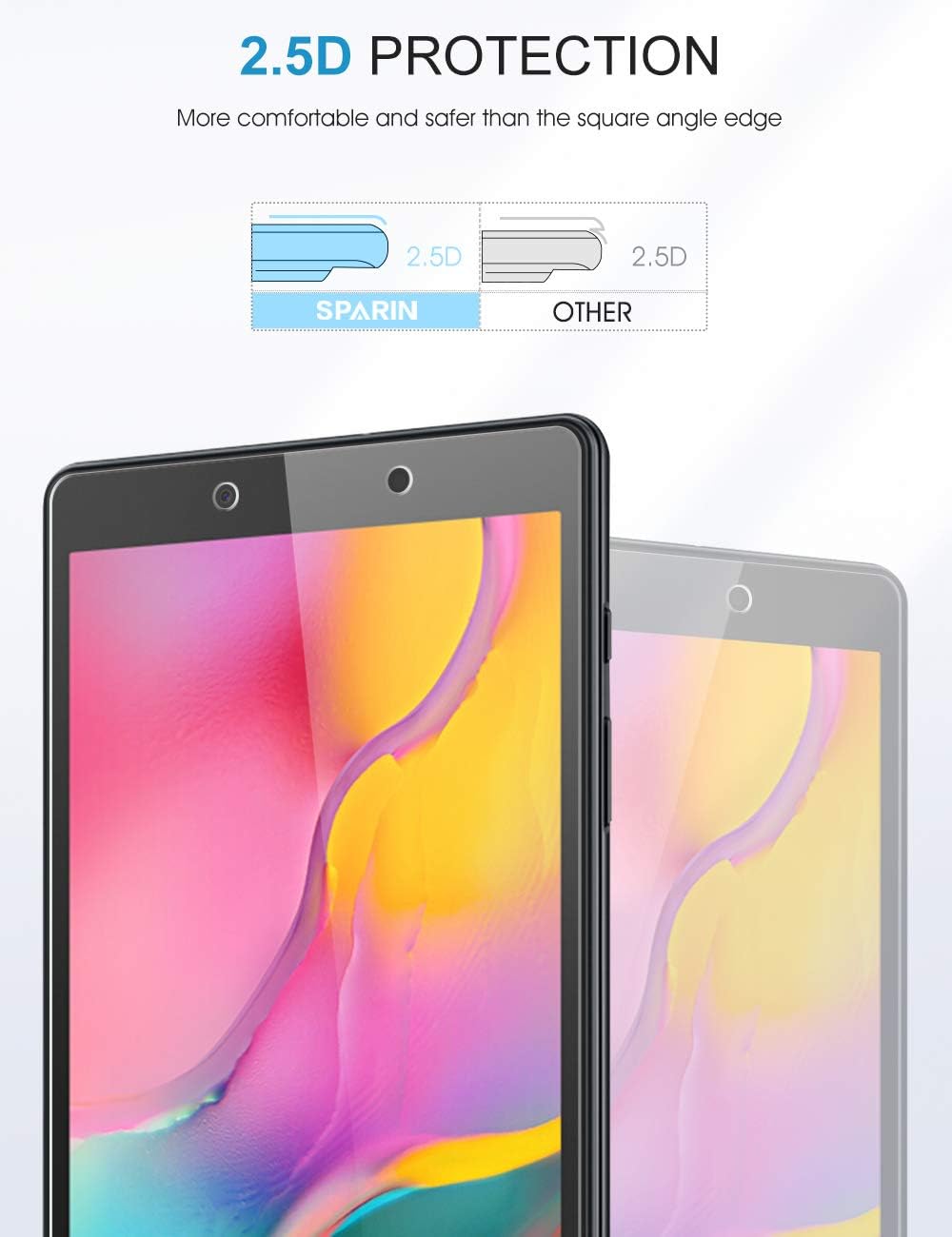 SPARIN 3 Pack Screen Protector Compatible with Samsung Galaxy Tab A 8.0 (2019, SM-T290 WiFi Version), Tempered Glass, Alignment Frame