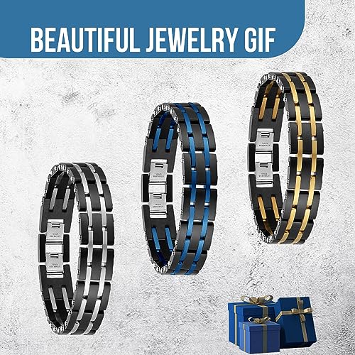 mens bracelet Surgical Grade Steel Men's Wide Link Stylish Bracelets for Men, Adjustable - 3 Colors to Choose from – men's bracelets2