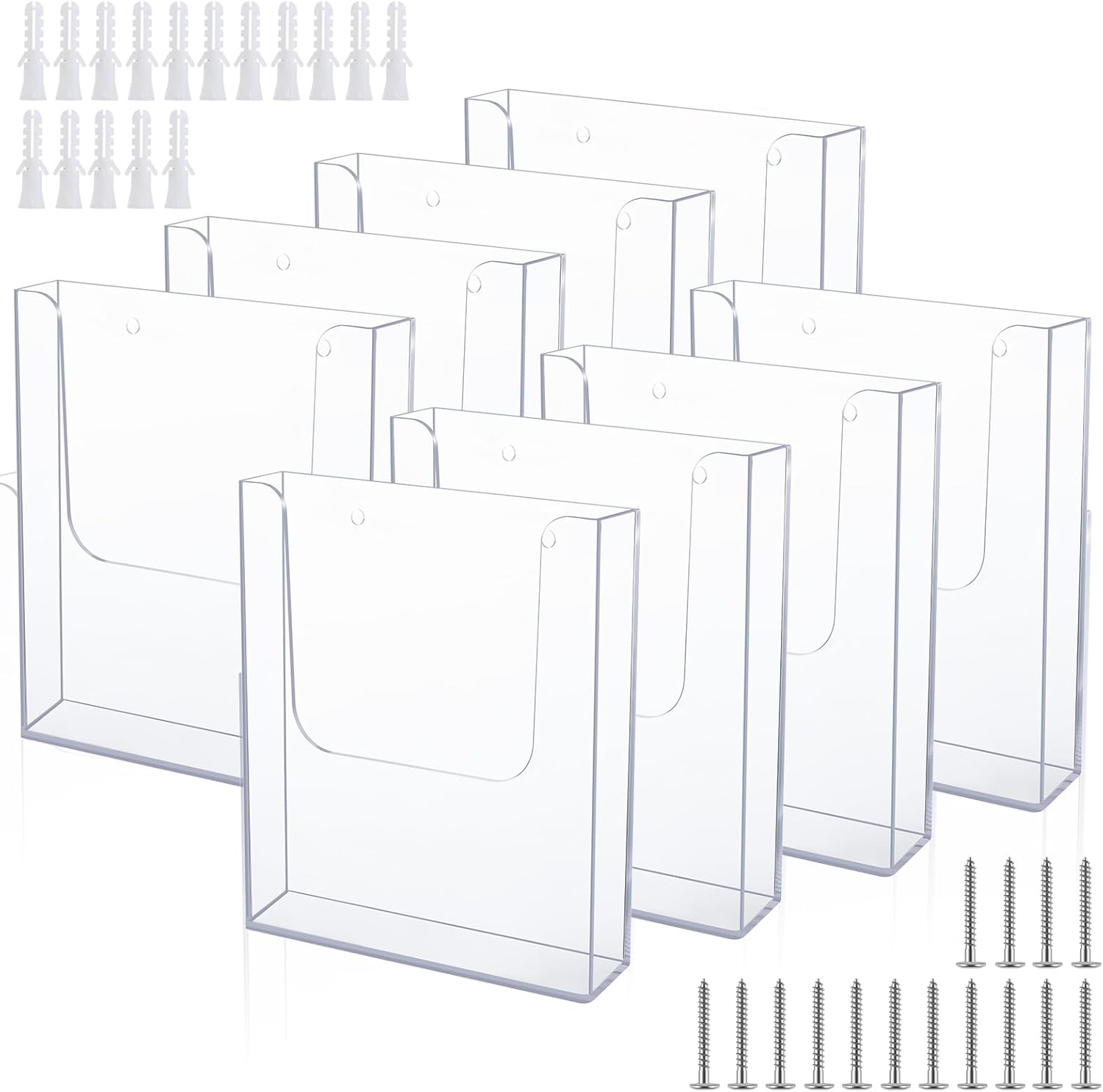 Ripeng 8 Pack Brochure Holder Wall Mount 8.5 x 11 Inch Clear Flyer Holder Acrylic Magazine Booklet Display Stand Plastic File Mail Pamphlet Holder Literature Holder for Paper Organizer Rack Display
