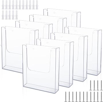 Ripeng 8 Pack Brochure Holder Wall Mount 8.5 x 11 Inch Clear Flyer Stand Acrylic Magazine Booklet Display Stand Plastic File Mail Literature Pamphlet Holder for Paper Organizer Rack Display