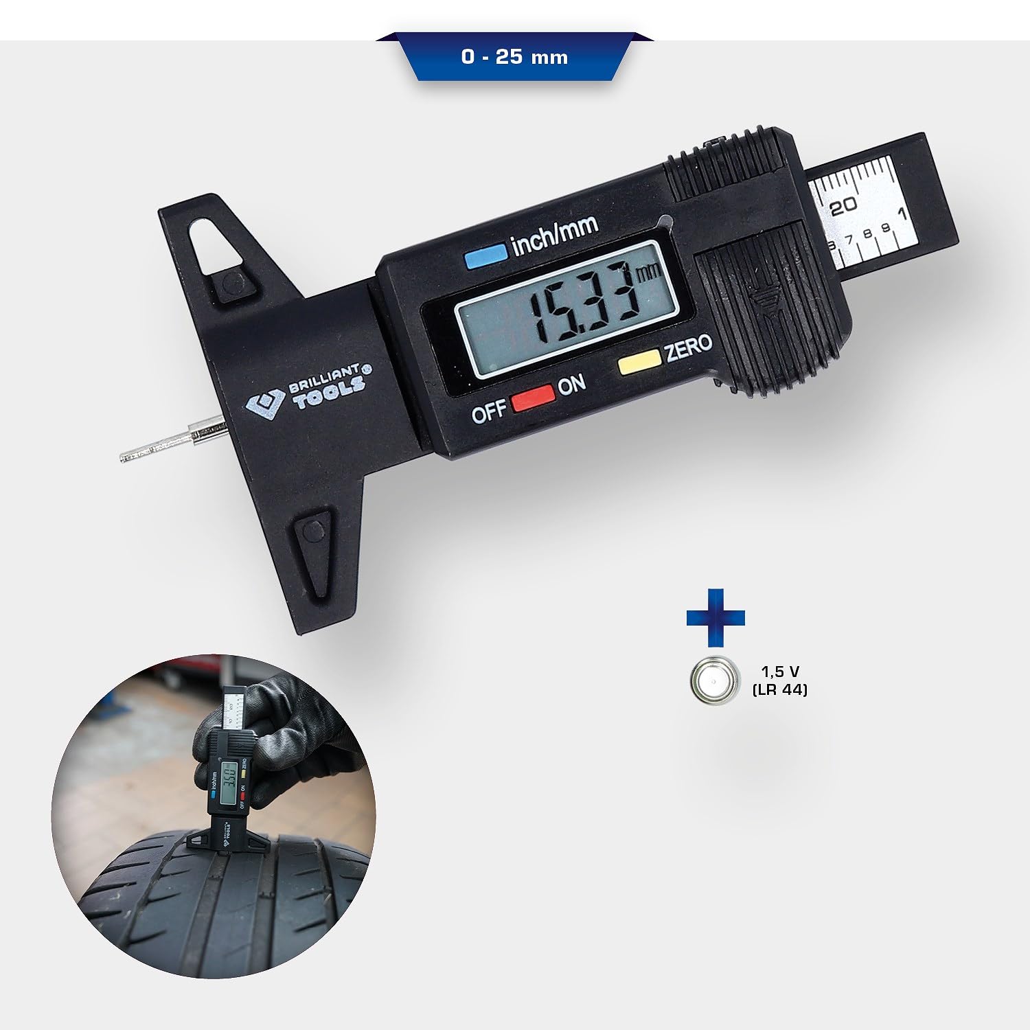 BRILLIANT TOOLS BT114903 Calibre de profundidad digital 0-25 mm