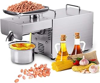 YUNSHINE Household Oil Press Machine Automatic Stainless Steel Small Hot and Cold Squeeze Electric Intelligent Oil Press for Nut Peanut Sunflower Seed and Other Oil Crops (220V)