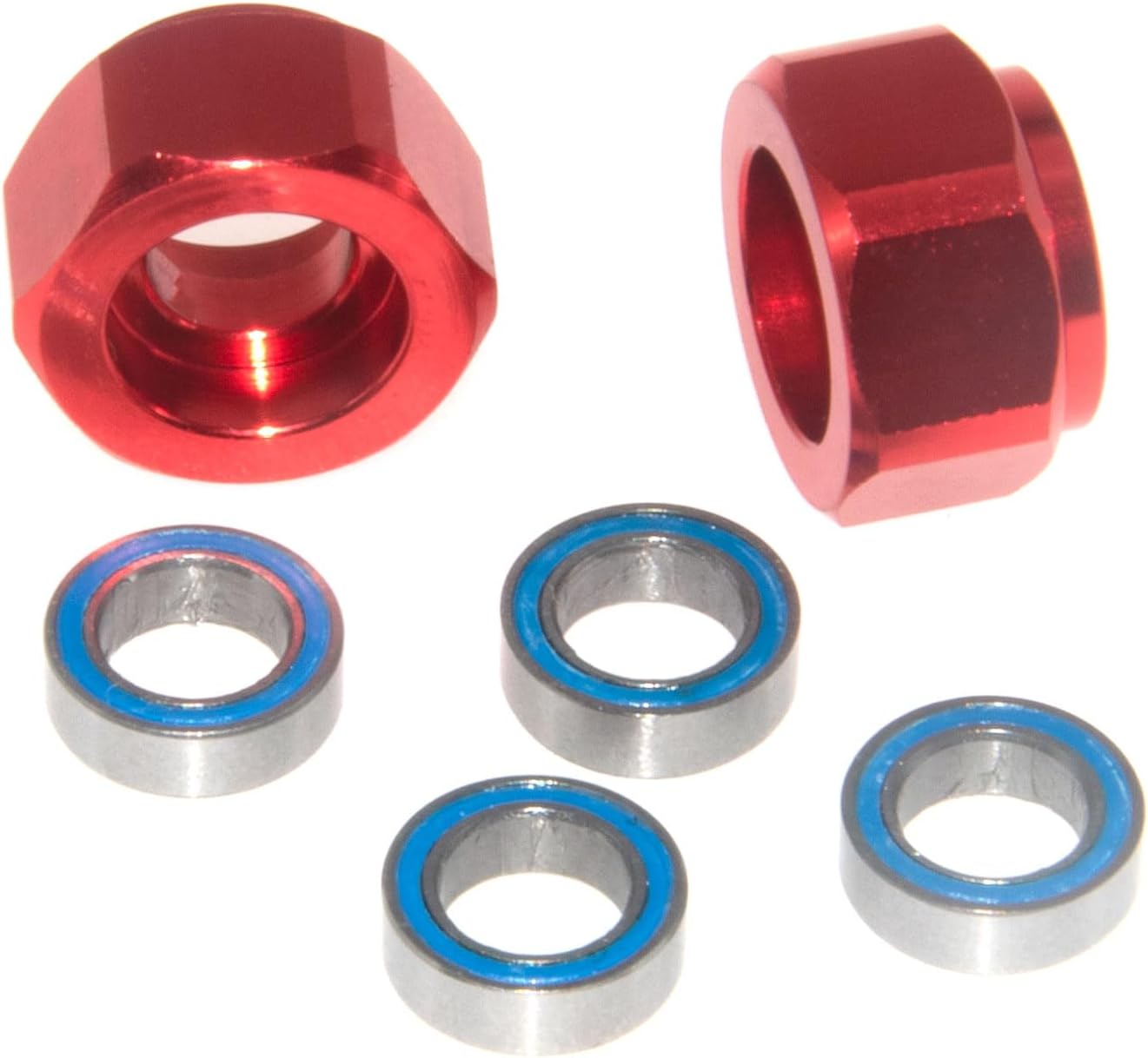 Front Wheel Hex Adapter & Bearing Compatible with 1/10 Tamiya DT03 DT-03 Upgrade RC Car Metal Part(Red)
