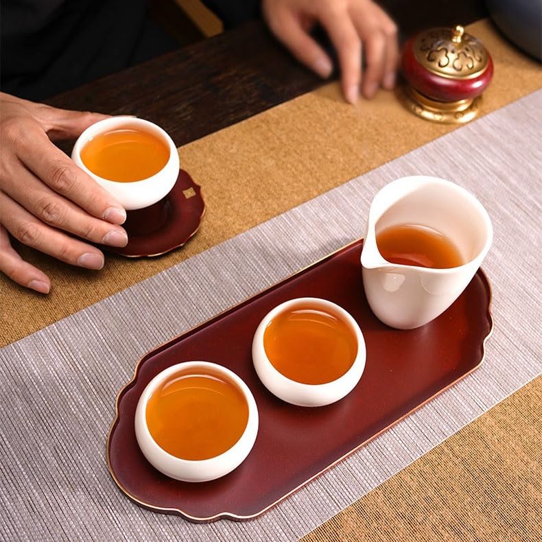 Bandejas Servir Comida Bandeja de té seco latón con Fragancia Madera, pequeño Soporte Chino for Olla for el hogar, Mesa pequeña Zen Kung Fu Simple, Bandeja Mesa Cama