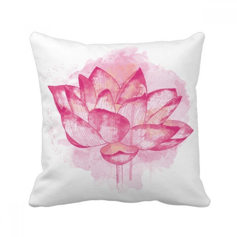 Coussin fleur de lotus aquarelle 40x40 cm rose plante carrée
