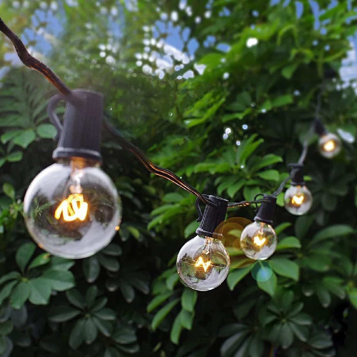 25FT G40 Globe Patio Lights with 20 Edison Glass Bulbs(4 Spare),5W E12 Base Warm Yellow Outdoor String Lights,for Indoor/Outdoor Commercial Decor