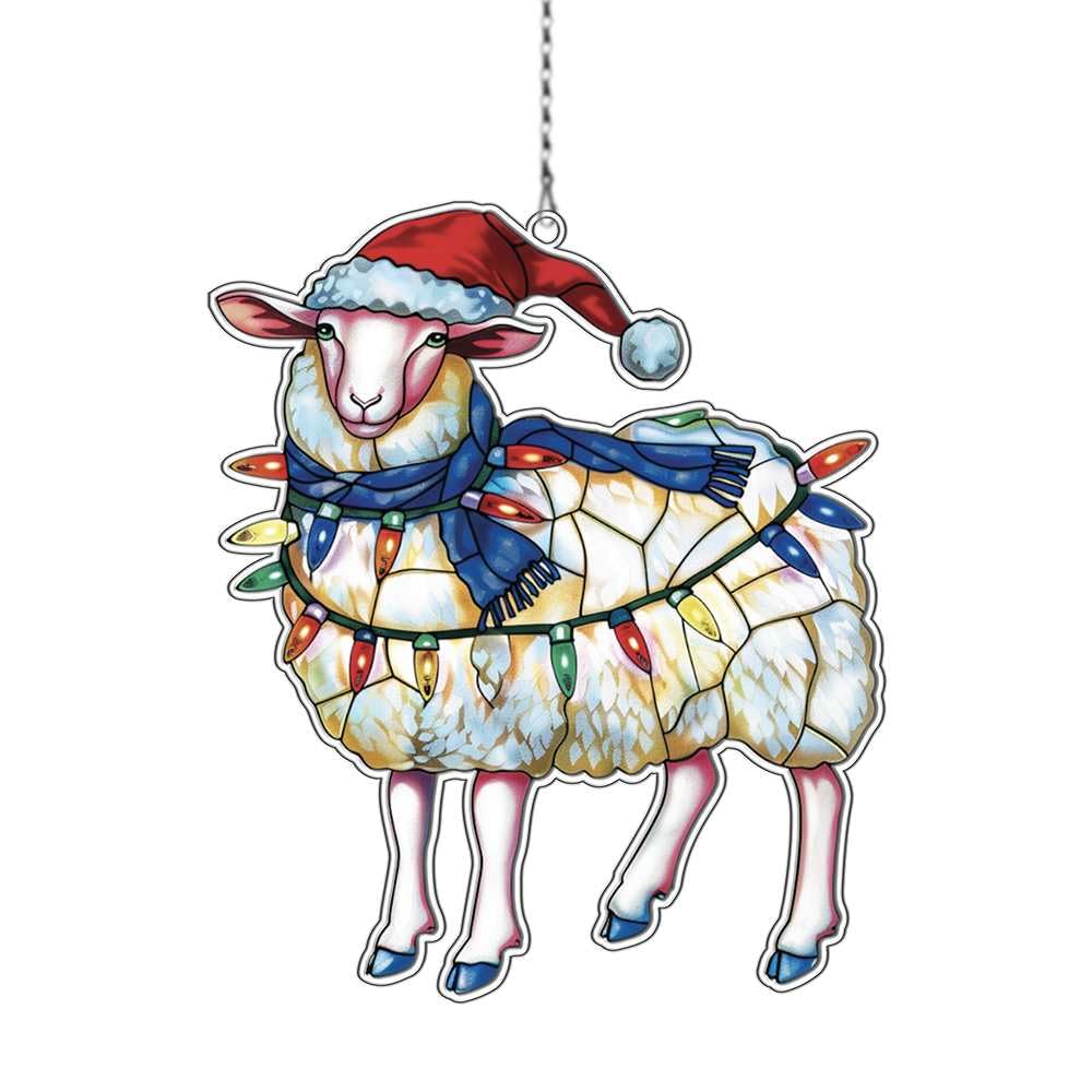 Widoteo Sheep Acrylic Christmas Tree Ornament, Sheep Lovers Gift, Clear/Transparent, 4 inches
