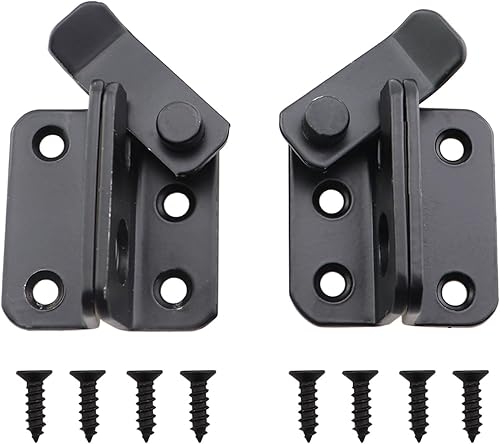 2 pestillos abatibles de acero inoxidable negro de 1.772 x 1.535 in con tornillos de montaje, tope de puerta de seguridad, adecuado para gabinete de