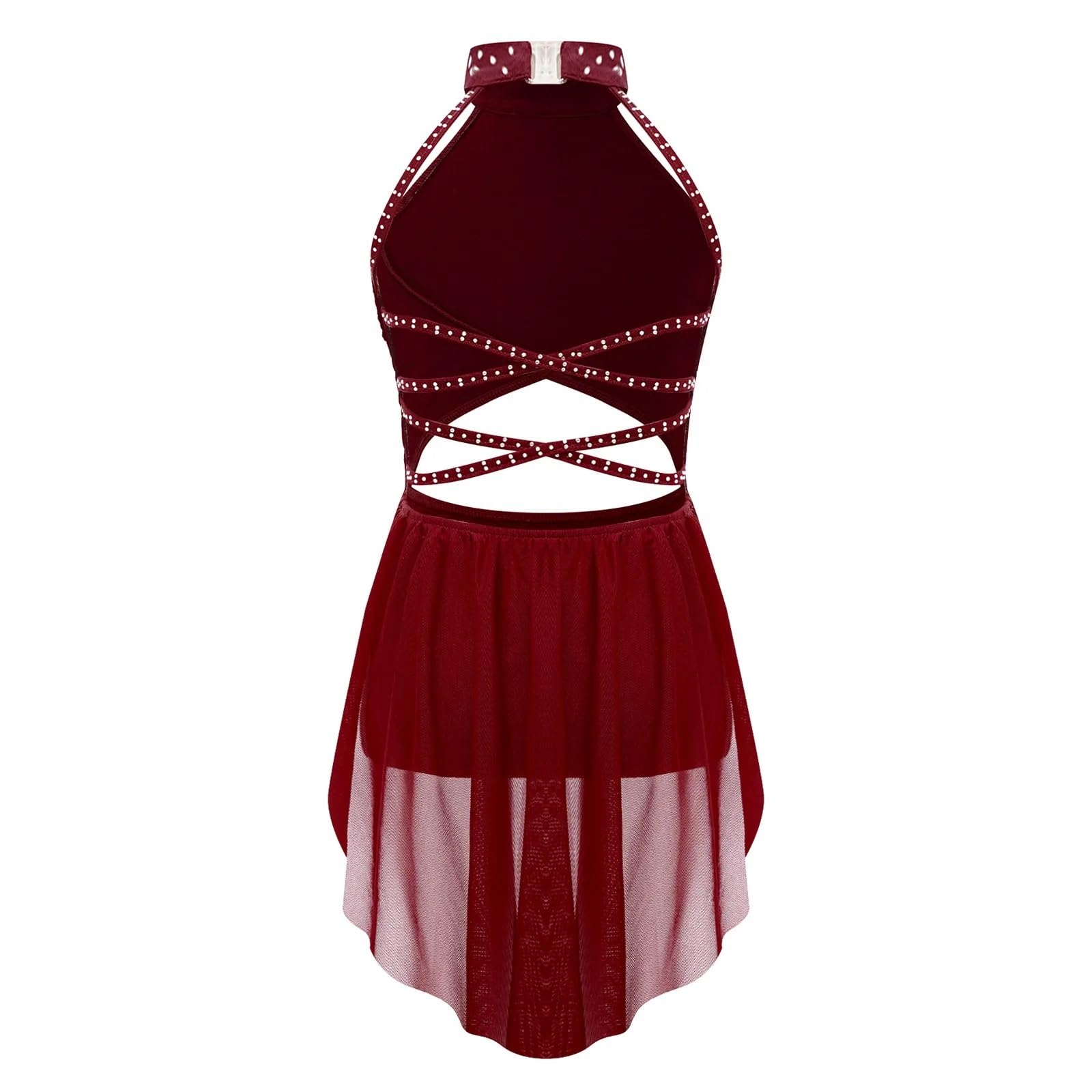 Gymnastikanzug Mädchen Ballettanzugkleid for Jazz-Lateintanzkostüm, rückenfreies Gymnastikkleid, Bühnentanzbekleidung(Color 1,12)