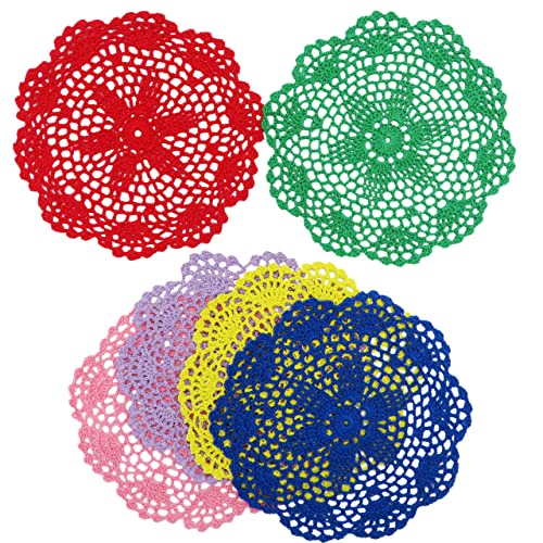 Yocosii 6Pcs Doilies Cloth Lace Crochet Doilies Doilies For Tables Table Place Mats Placemats For Kitchen Coasters Doilies Round Handmade Crochet Cotton Lace Glass Bowl Dish Dining Table Mats 8 Inch #TOP1