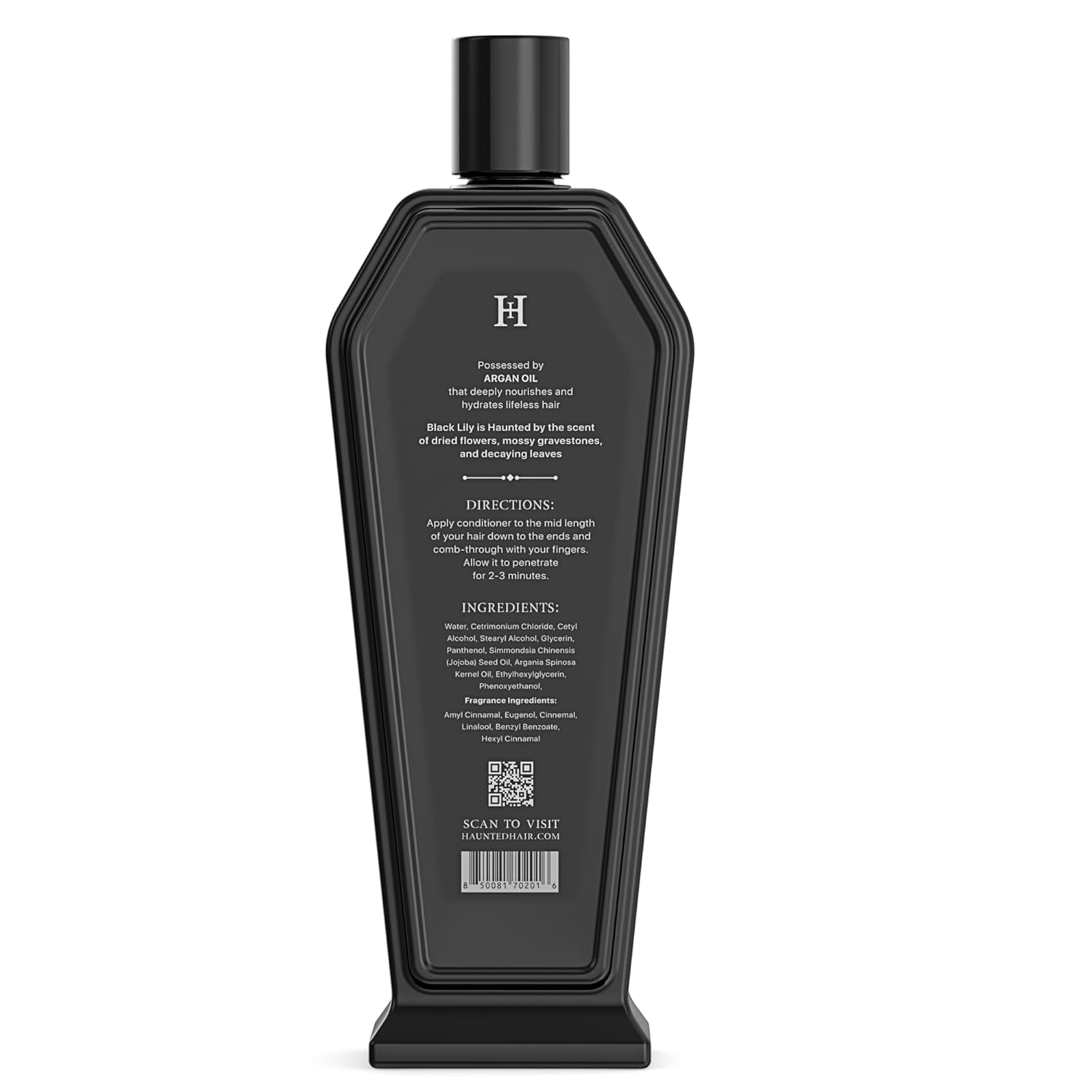 Black Lily Charcoal Shampoo and Argan Oil Conditioner Set, Sulfate-Free, Cleansing and Moisturizing Formula, Gothic Coffin Bottle, 16 Fl Oz