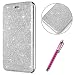 Produktbild Hpory Kompatibel mit iPhone 8 Plus Hülle, Glitzer Diamant Strass Handyhüllen Leder PU Klapphülle Kartenfächer mit Standfunktion Case Tasche Schutzhülle für iPhone 7/8 Plus + 1 x Hpory Stylus-(Silber)