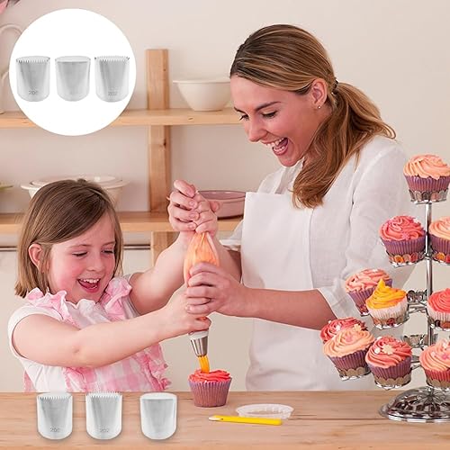 Miniatura 7 de Paquete de 6 boquillas de acero inoxidable para glaseado, con cinta, puntas de pastelería, capa de migas, 3 formas diferentes de boquillas,