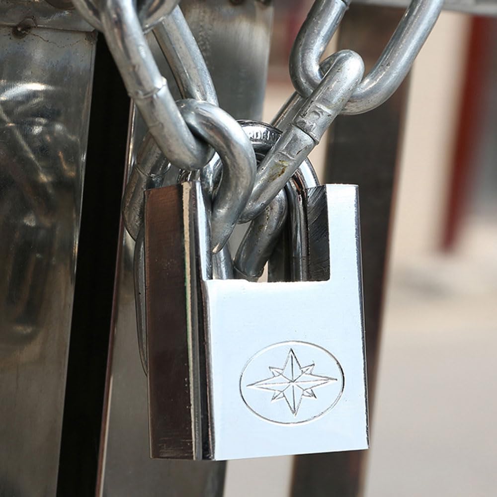 SagaSave Bicycle Door Chain Lock, with 1 Pc Half Pack Padlock and Keys, 6 mm Thick Motorcycle Lock, for Indoor Outdoor, Gates, Fence (1 m/39.4'' Long)