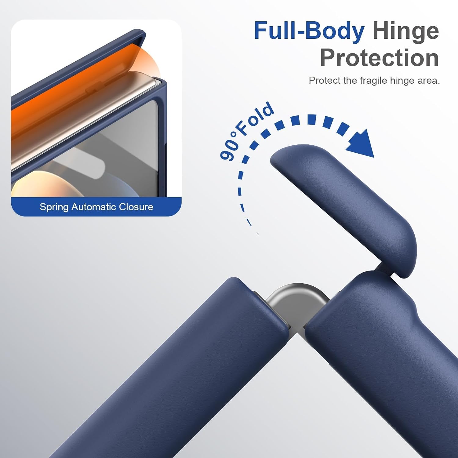 Magnetic Protective Case Compatible with Samsung Galaxy Z Fold 3, Built-in HD Tempered Glass Screen Protector, Hinge Protection,Full-Body Shockproof Protective Case Wireless Charging(Blue) image 5