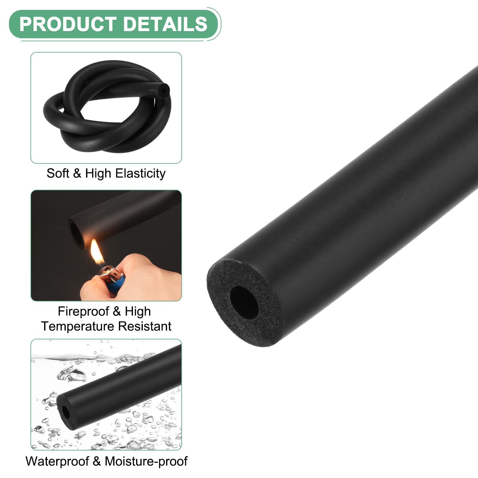 M METERXITY Pipe Insulation Tube, 9mm ID 25mm 1" OD 3.3Ft 1m Length - Image 2