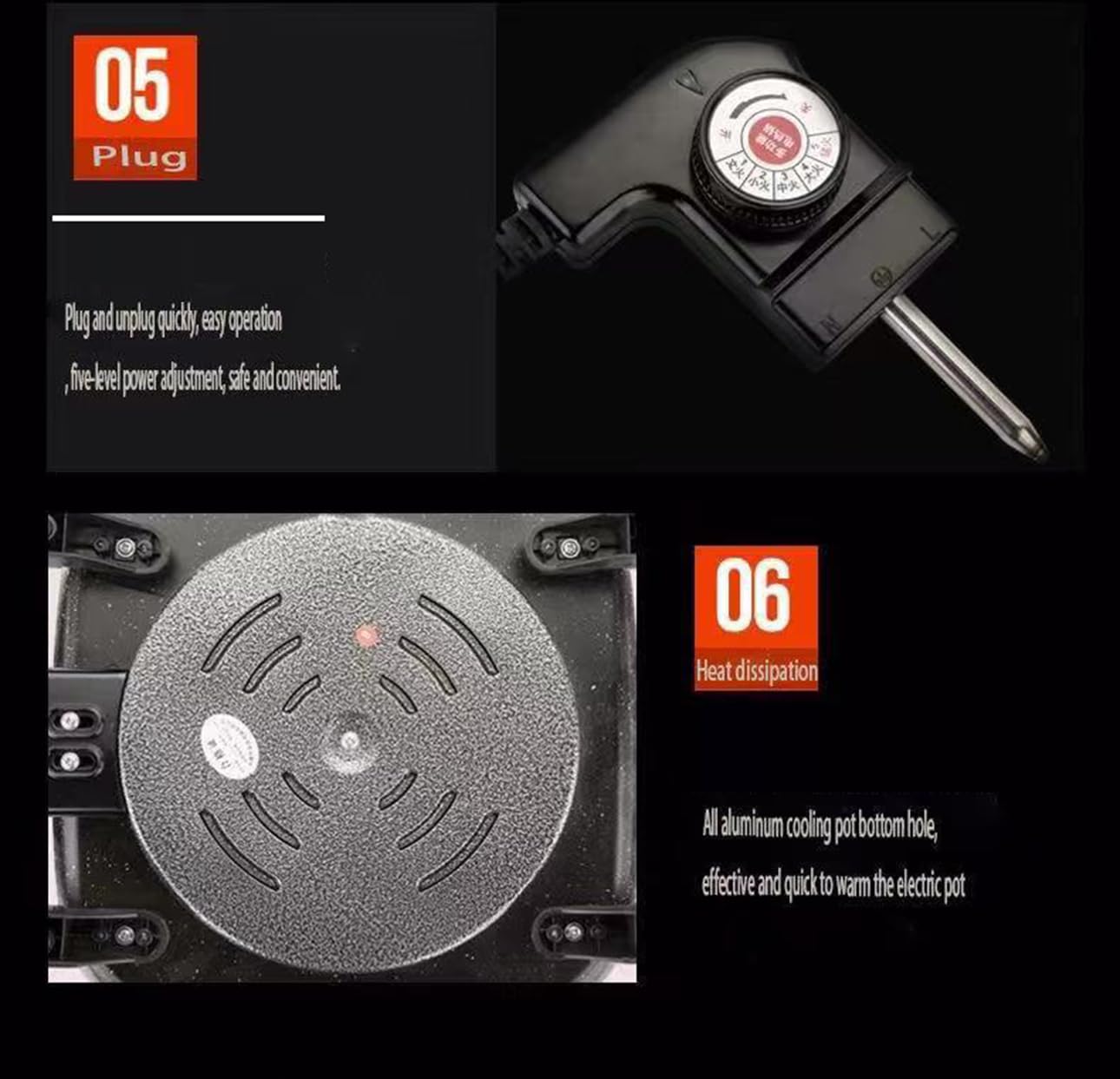 Cazuela eléctrica, Cocina y olla lenta, Olla eléctrica multifuncional antiadherente doméstica de 6L de gran capacidad, con enchufe europeo