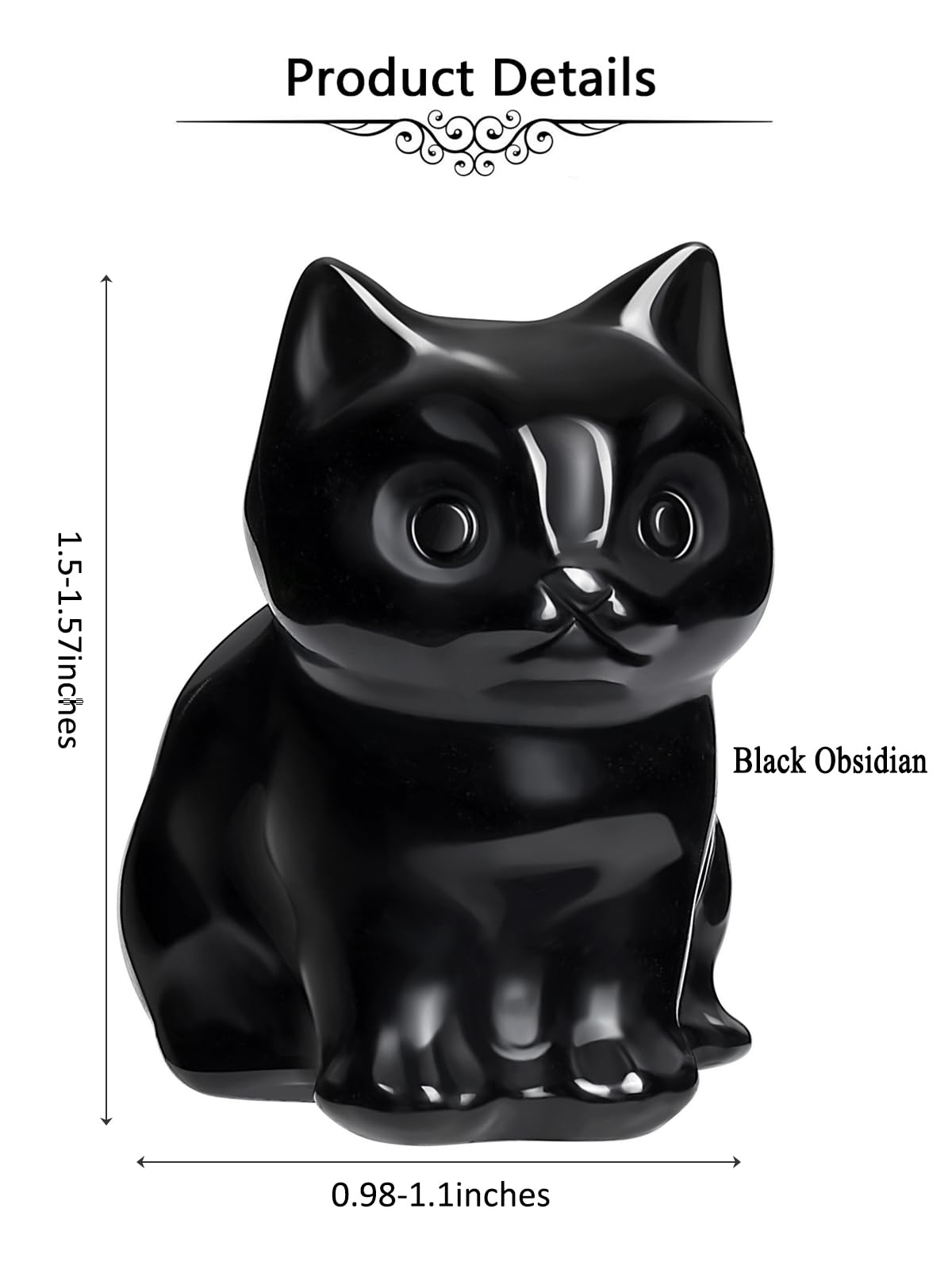 Amazon.com: Jovivi Black Obsidian Cat Crystal Figurines Home Decor