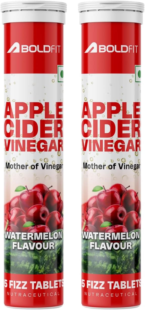 Boldfit Apple Cider Vinegar Tablets with Mother | Apple Cider Vinegar Tablet for Immunity, Digestion, ACV Effervescent Tablets ACV Tablets ACV Apple Cider Vinegar Tablet With Watermelon Flavor -(Pack Of 2)30 Tablets