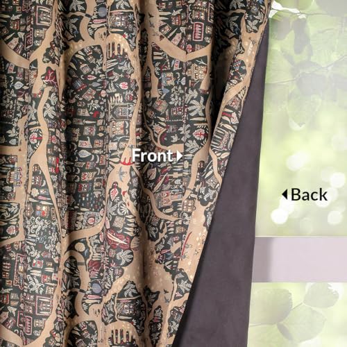 Image of HOMEMONDE Blackout Curtains 5 Feet Long Set of 2 - Room Darkening Window Curtain Digital Printed with Black Backing, Rod Pocket Thermal Insulation & Noise Reduced Drapes - (Beige & Green, 60 Inch)