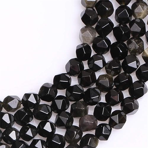 Miniatura 19 de JOE FOREMAN Cuentas de obsidiana dorada de 0.315 pulgadas para hacer joyas, piedras preciosas naturales semipreciosas, redondas de 15 pulgadas