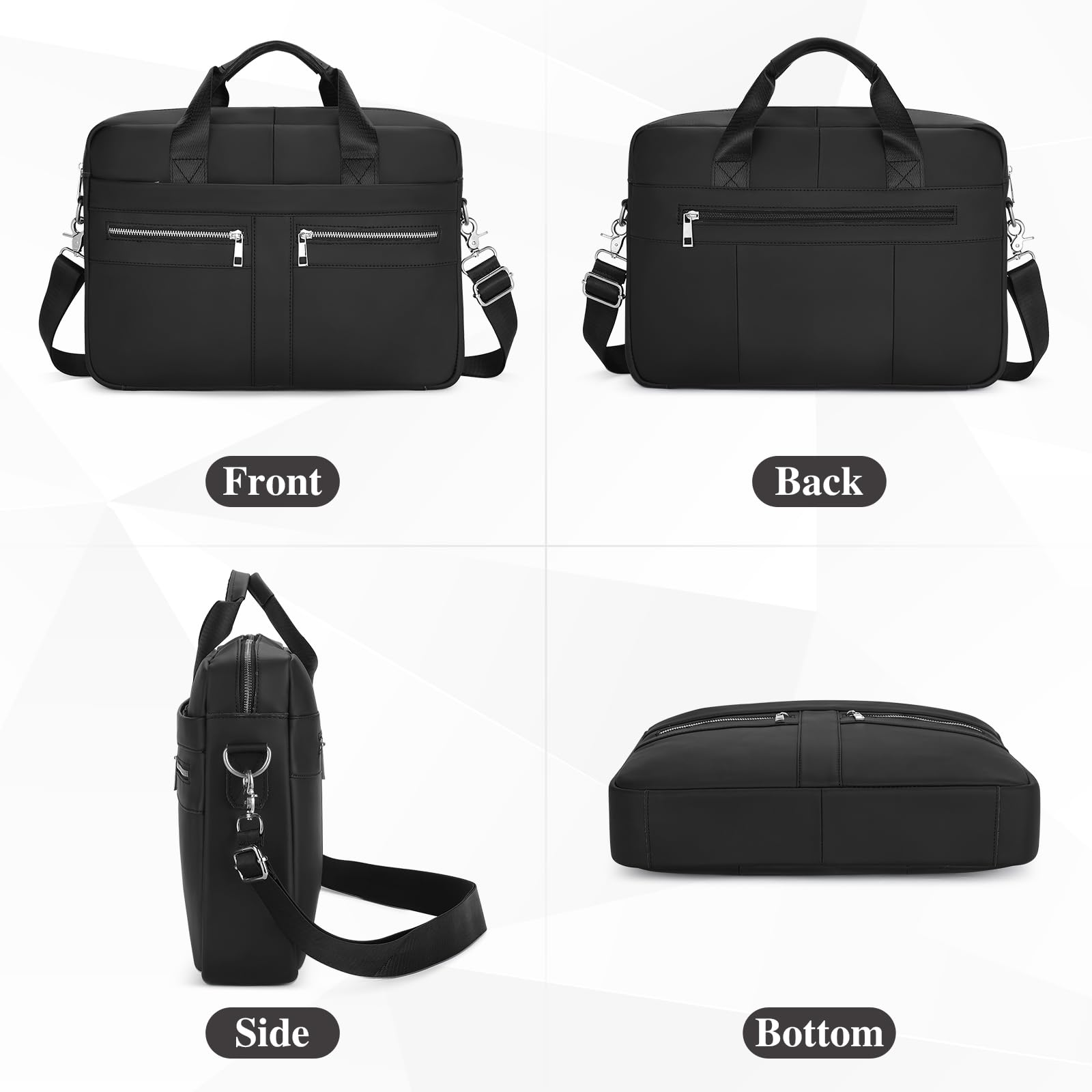 VINBAGGE Sac pour ordinateur portable de 14 pouces, sac à dos en cuir pour homme, sacs d'affaires, mallette de travail, bandoulière en cuir véritable