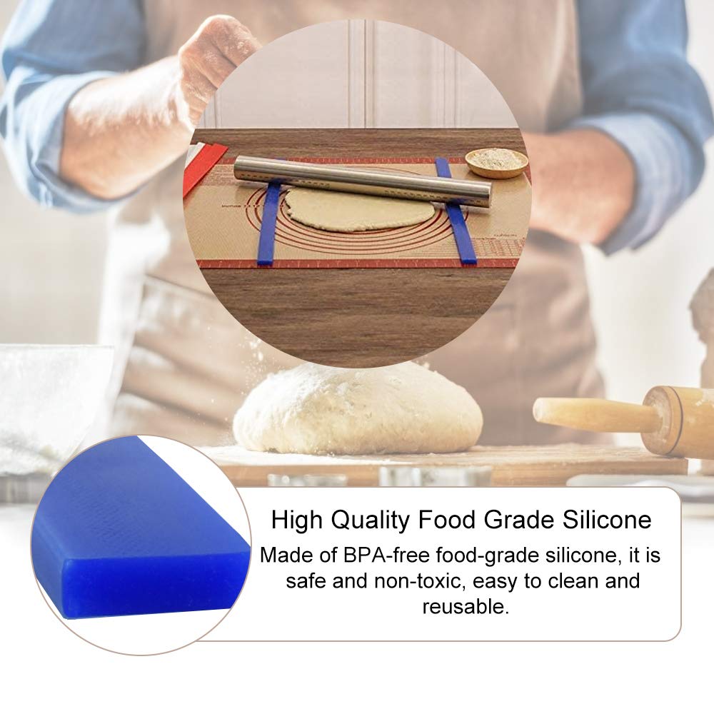 Lwuey Silikon Teigstäbe 6-tlg - Ausrollhilfe Für Nudelholz (2mm/4mm/6mm Stärke)