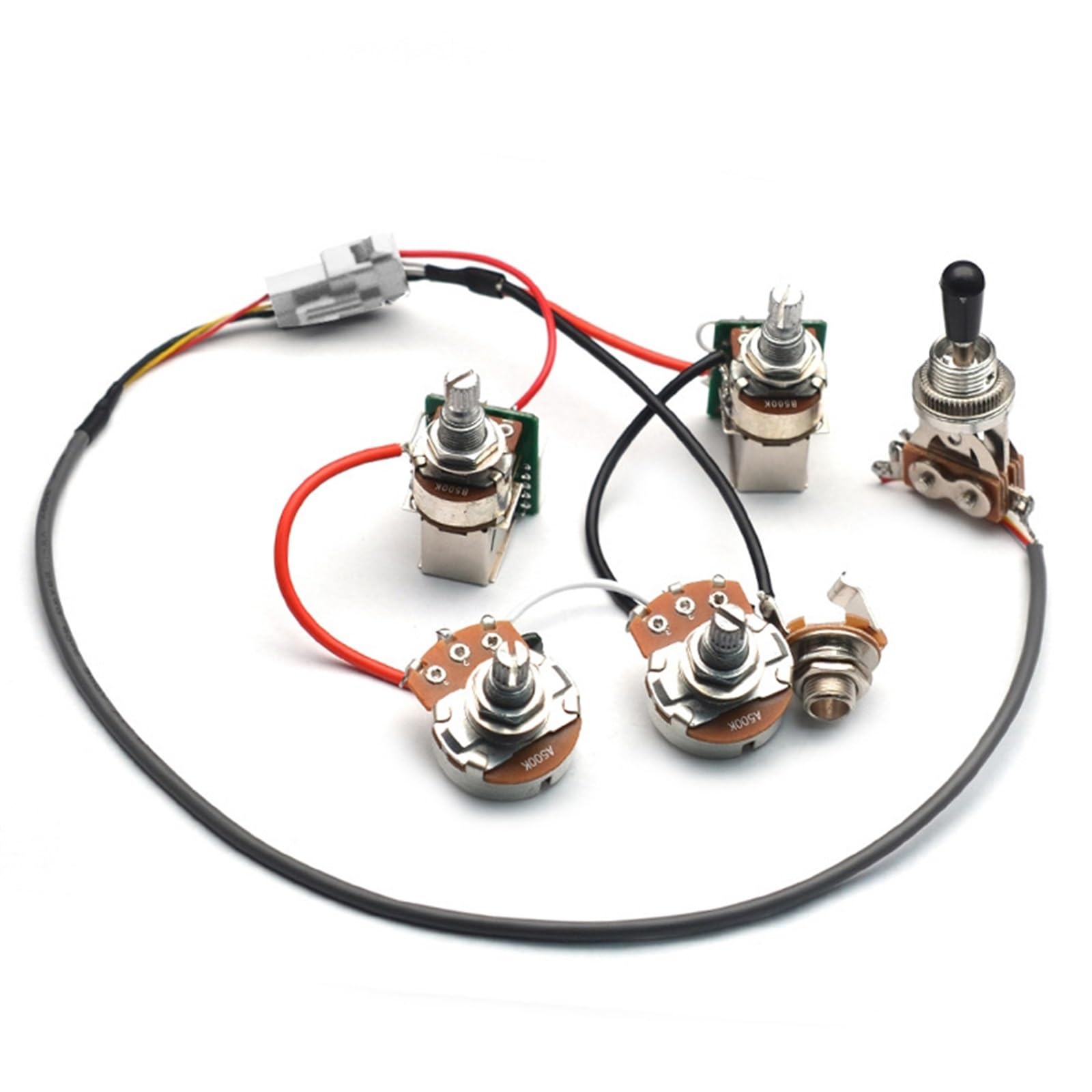Arnés De Cableado Guitarra Conjunto De Cables Precableados Que Se Pueden Cortar En Un Solo Potenciómetro 2T2V 500K Para Guitarra Eléctrica LP