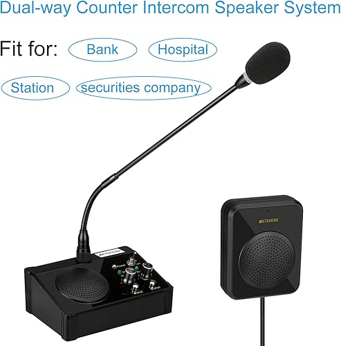 Miniatura 8 de Retekess TW106 Intercomunicador de ventana, altavoz, soporte de micrófono externo, sistema de intercomunicación para negocios, escuela, hospital,