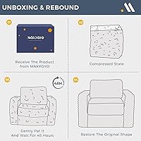 Vista 8 de MAXYOYO Silla Puf Gigante para Adultos, Sofá de Piso Tapizado con Almohadas y Reposabrazos, Silla Puf Grande de Felpa Sofá Puf para Dormitorio Sala