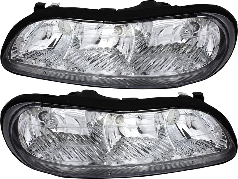 Gold Shrine For Chevrolet Chevy Malibu 1997 1998 1999 2000 2001 2002 2003/Chevrolet Chevy Classic 2004-2005/Oldsmobile Cutlass 1997-1999 Headlights Lamps Set Halogen Driver and Passenger Side